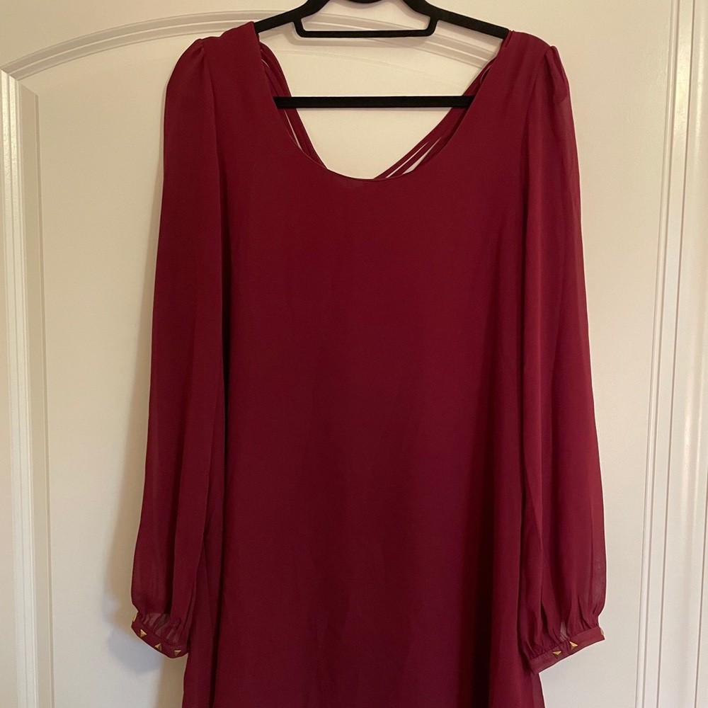 Maroon Long Sleeve Game-day Dress
